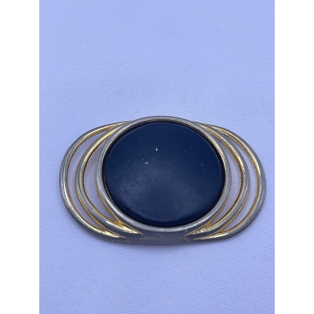 Vintage black and Gold Charmant of Beverly Hills,‎ CA belt buckle scarf clip